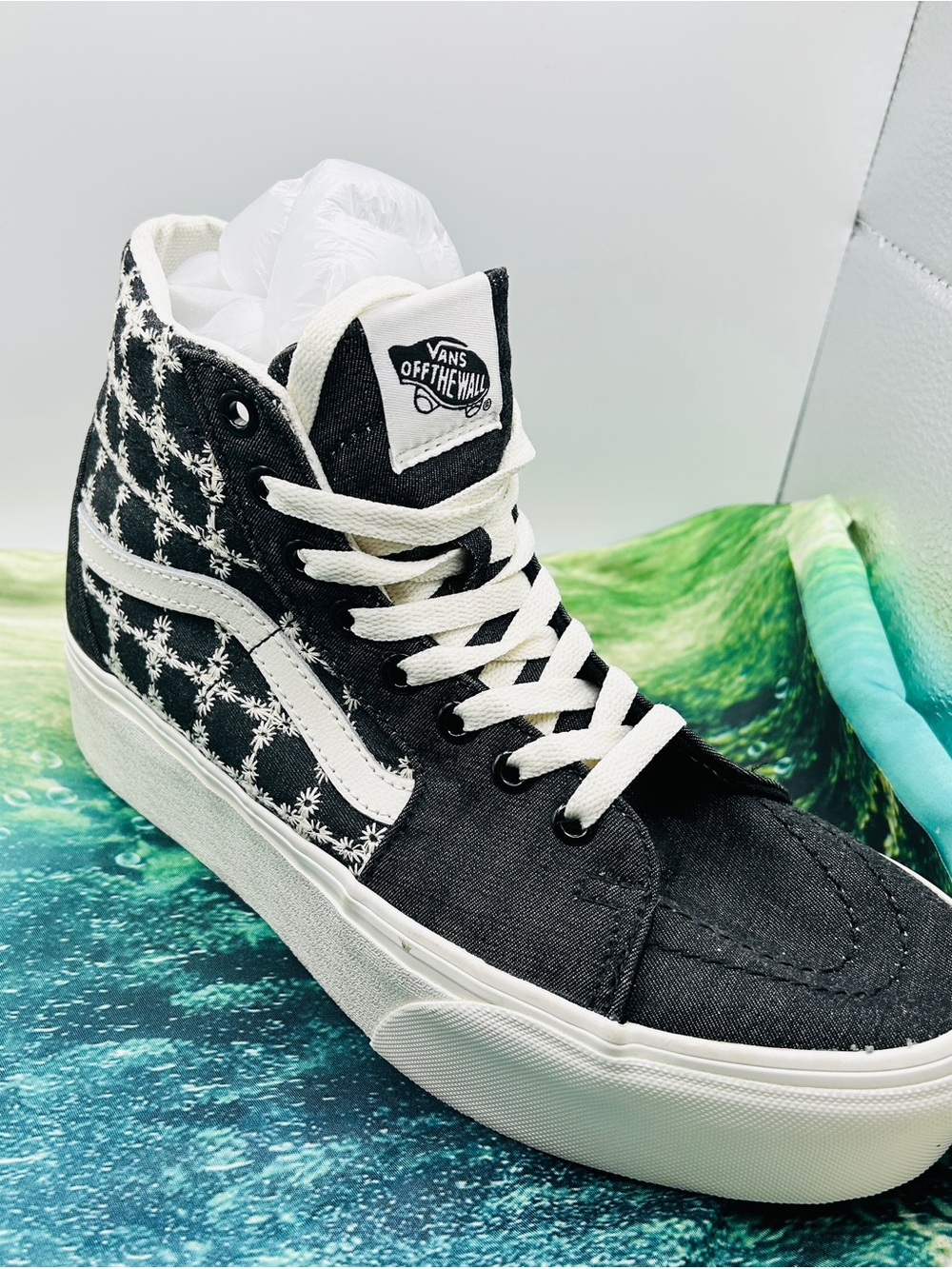 Vans Sk8-Hi Tapered Stackform Denim Mix Black Platform Men 7.5 / Women 9 New